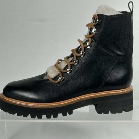 Marc Fisher Womens Sz 6.5 SEE‎ PHOTOS Izzie Black Leather Boots Sherpa Lizzie - Picture 6 of 13